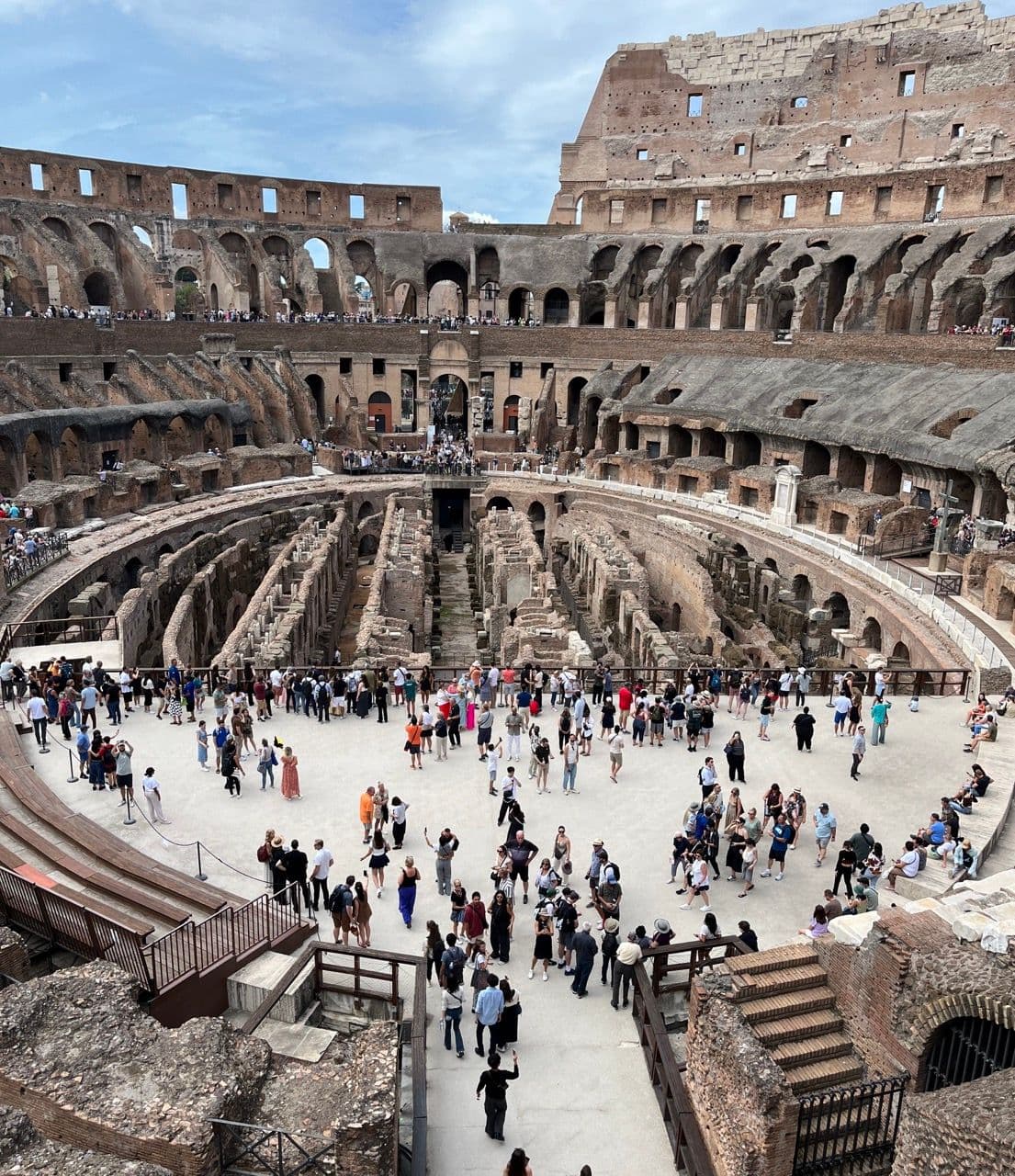 the inside of the coliseum with the full view of the basement and the visitors 